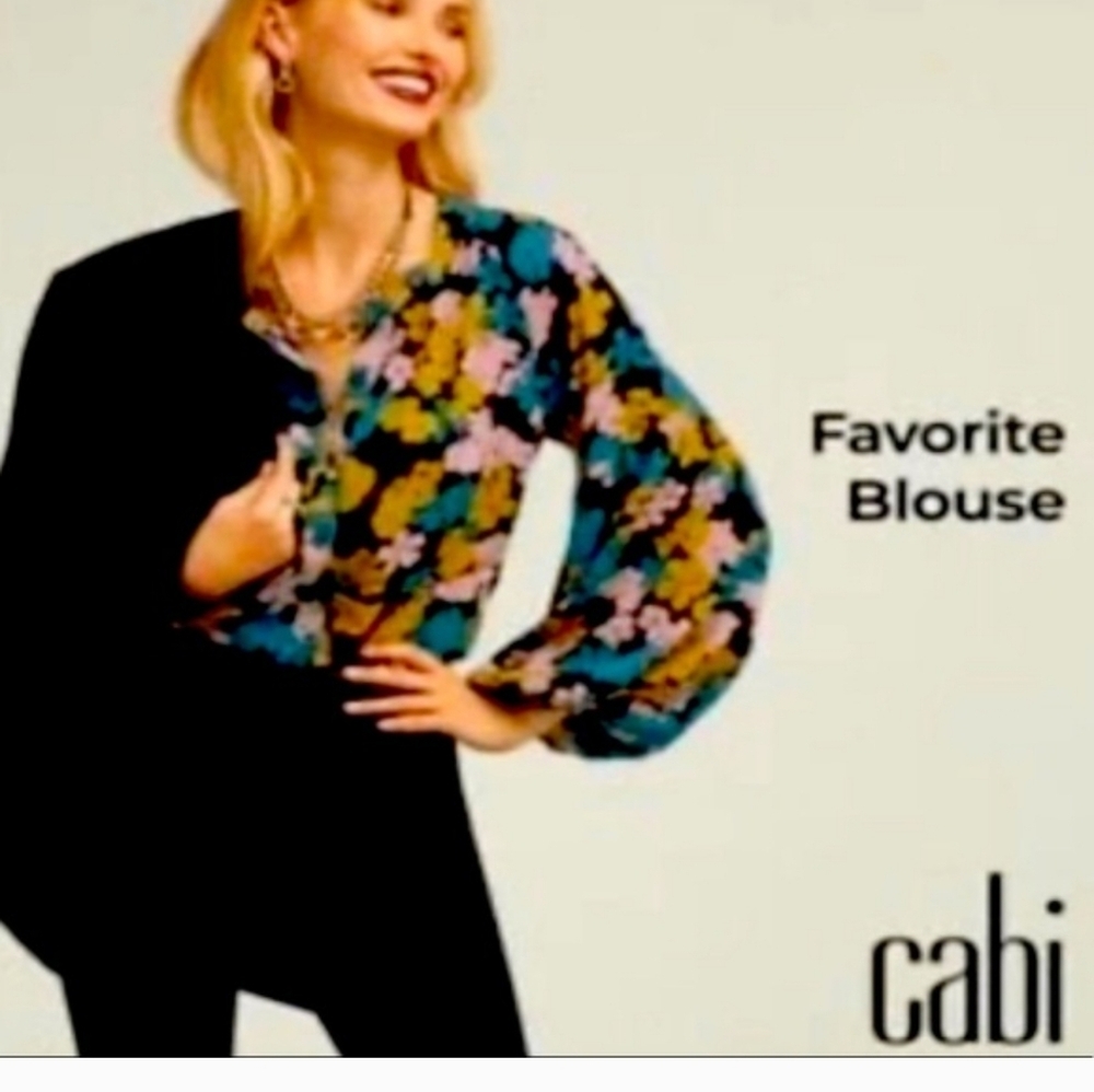 Cabi Floral Favorite Blouse – Teal, Mustard & Pink Print